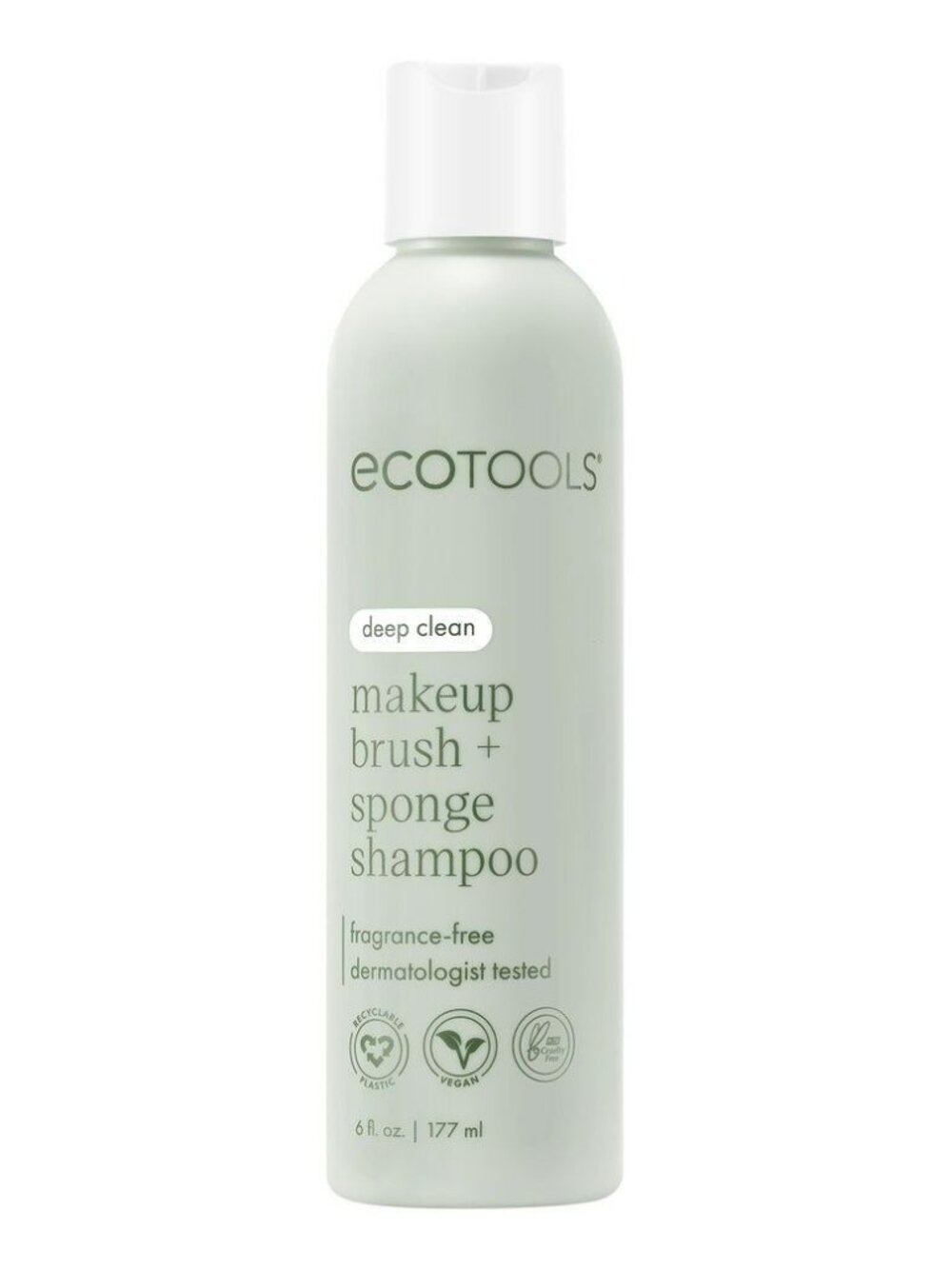 Ecotools Deep Clean Makeup Brush & Sponge Shampoo 6 Oz Fragrance-Free Vegan Derm